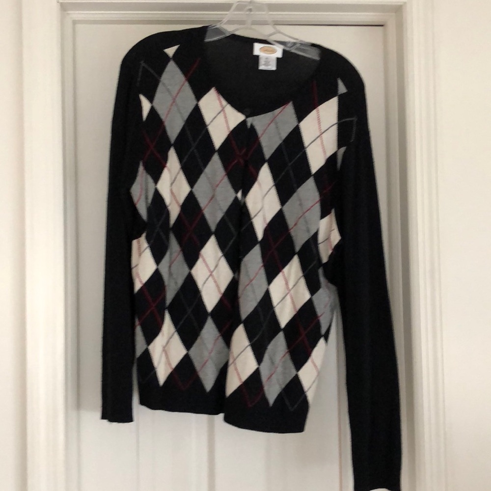Silk cashmere argyle cardigan